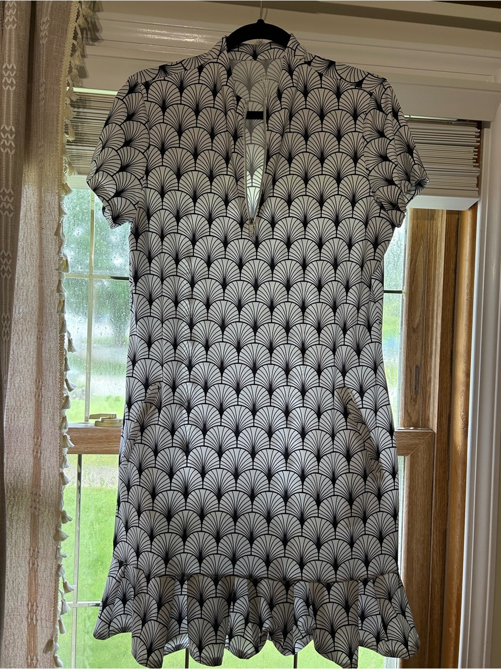 Tail Black and White Patterned Short Sleeve Dress